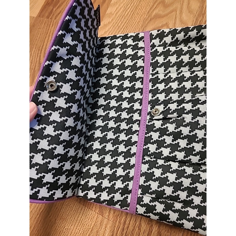 YAK PAK Tote Bag Purse In Canvas Houndstooth Pattern Black & White Size LARGE - Picture 5 of 8